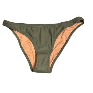 J. Crew Women's High Leg Bikini Bottom Green Swimwear Beach Size M NWT